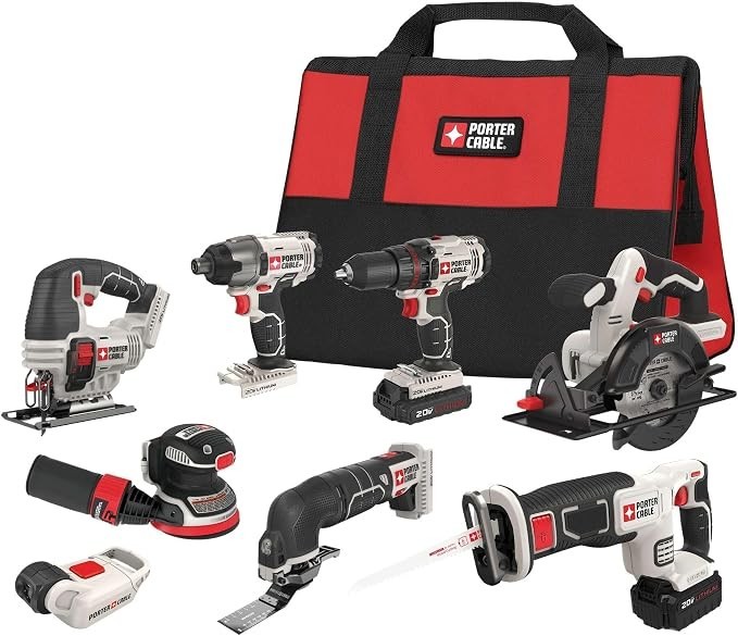 PORTER-CABLE 20V MAX 8-Tool Combo Kit PCCK6118 w/2 Batteries & Charger Li-Ion