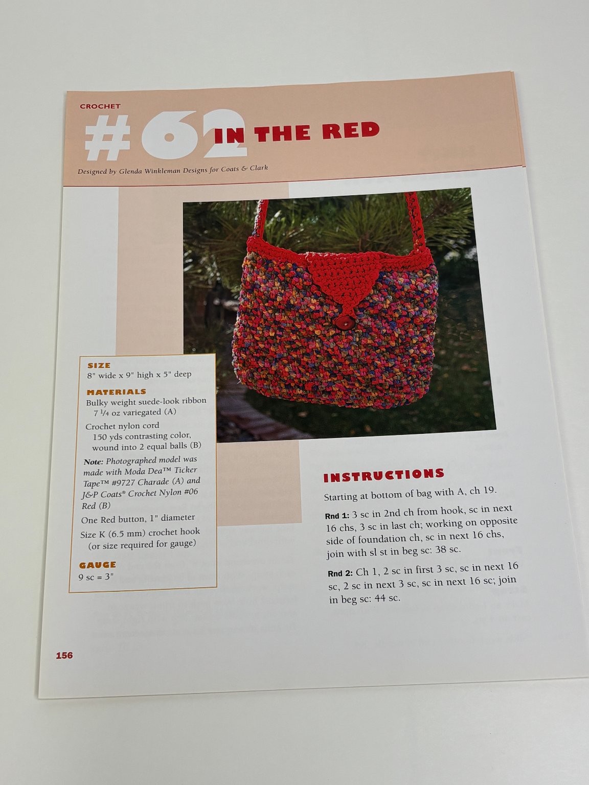 In The Red Crochet Pattern  Purse Bag Accessory Book Pages