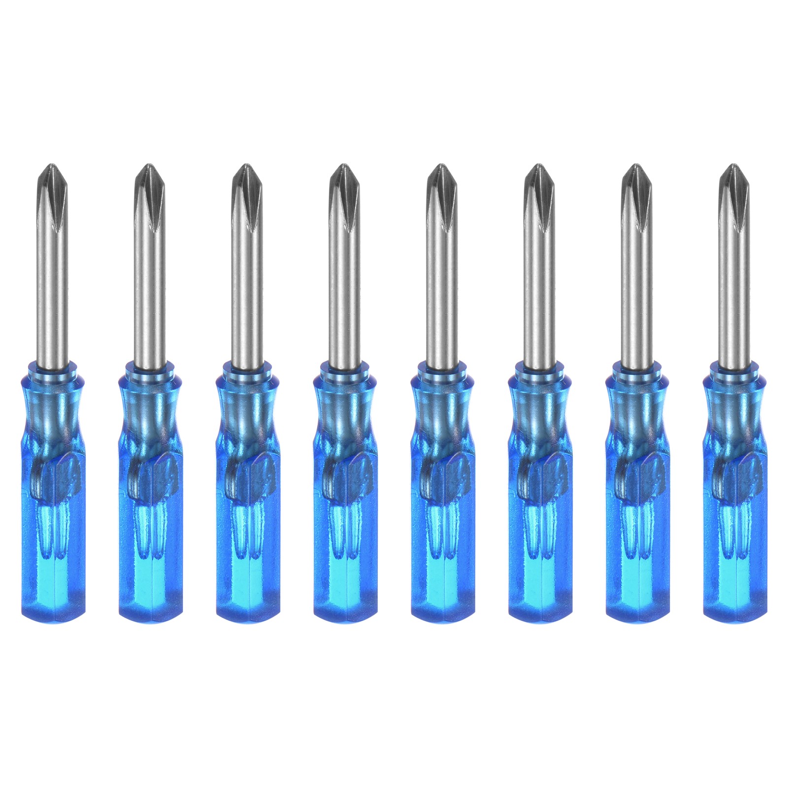 8Pcs PH1 Mini Phillips Screwdriver 3mm Magnetic Cross Head 45mm Length, Blue