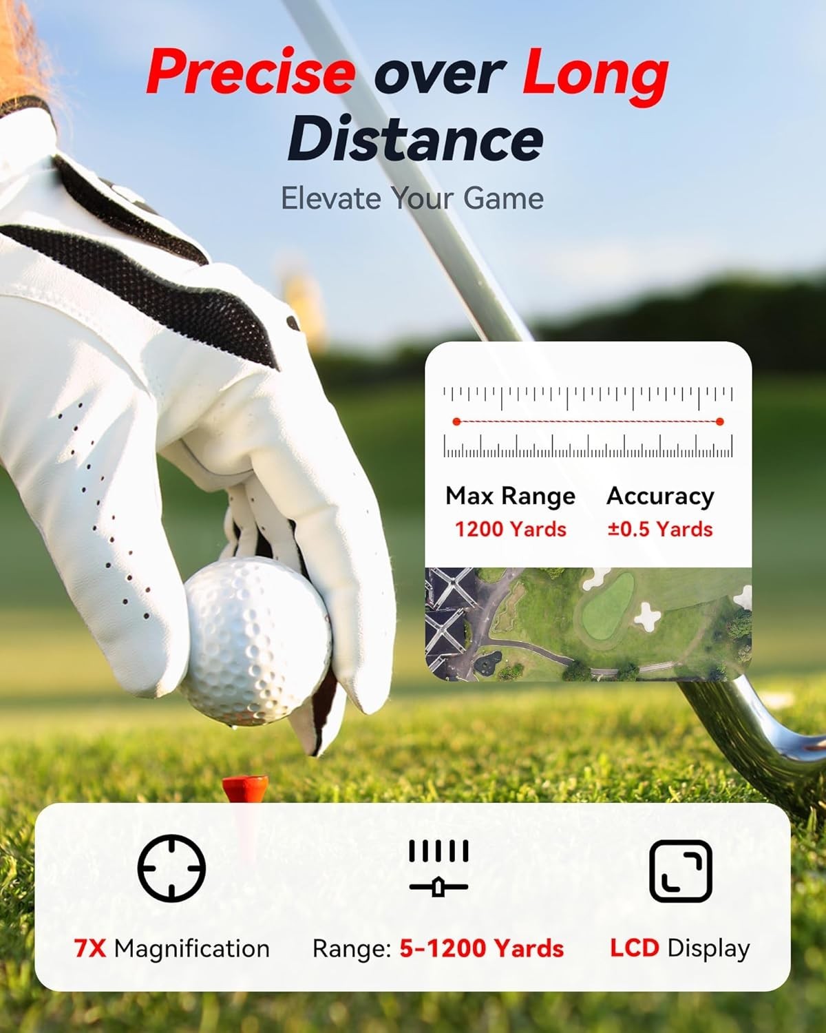 Golf Rangefinder, 7X Magnification 1200 Yards Laser Range Finder with Slope, ...