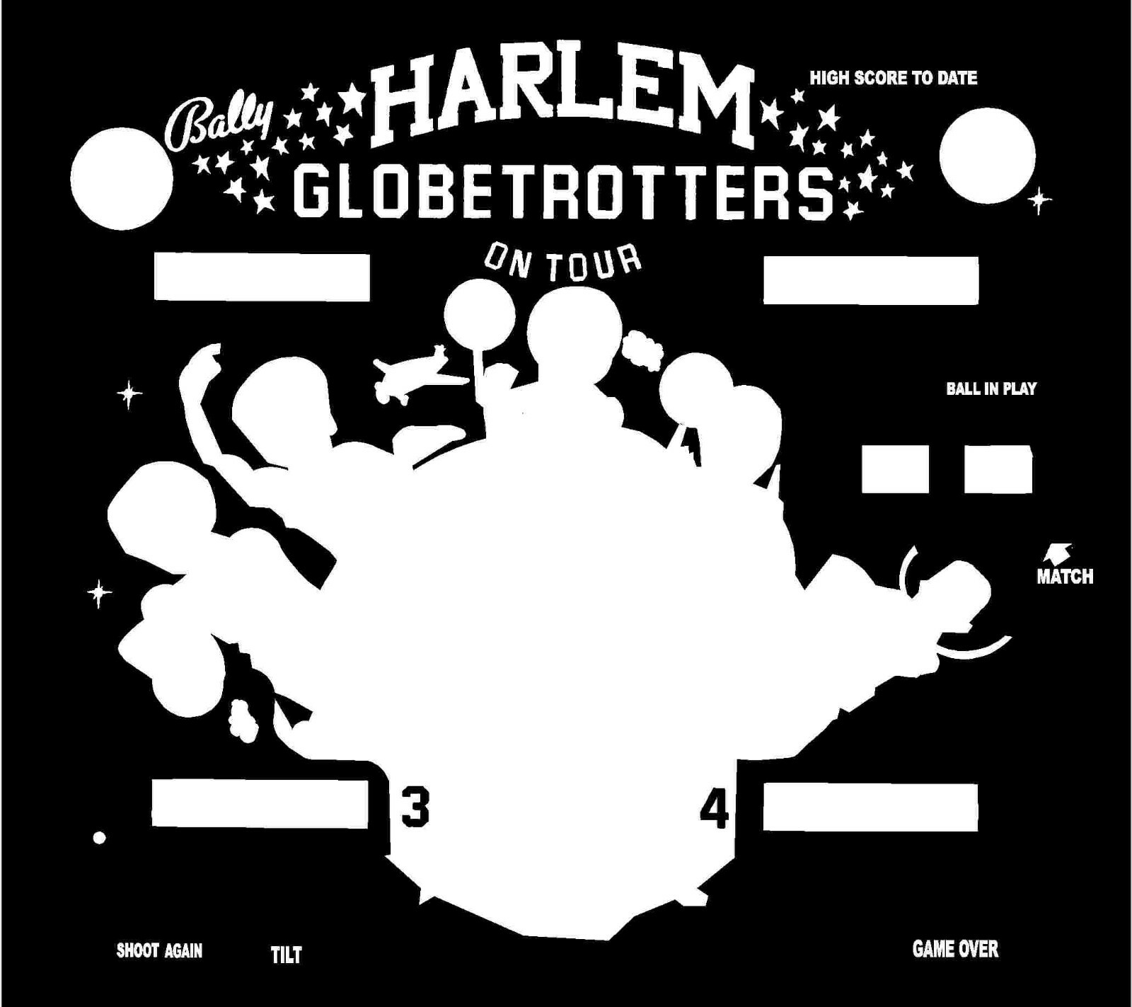 Bally Harlem Globetrotters pinball machine translite replacement