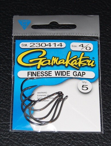 Gamakatsu 230414 Finesse Wide Gap Hooks - Size 4/0 Nickel Black Pack of 5