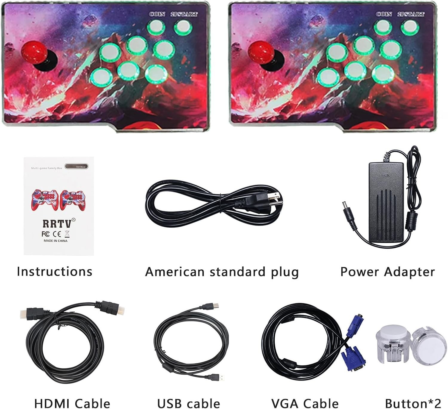 Games in 1 Separate 3D WiFi Arcade Console with 2 Joysticks Full HD Support