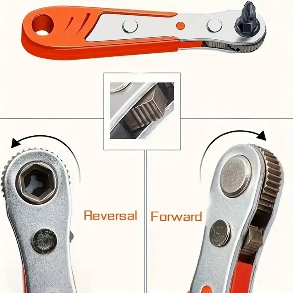 Ratcheting Right Angle Screwdriver Hex Drive 90 Degree Offset + 10pc Bits Set!
