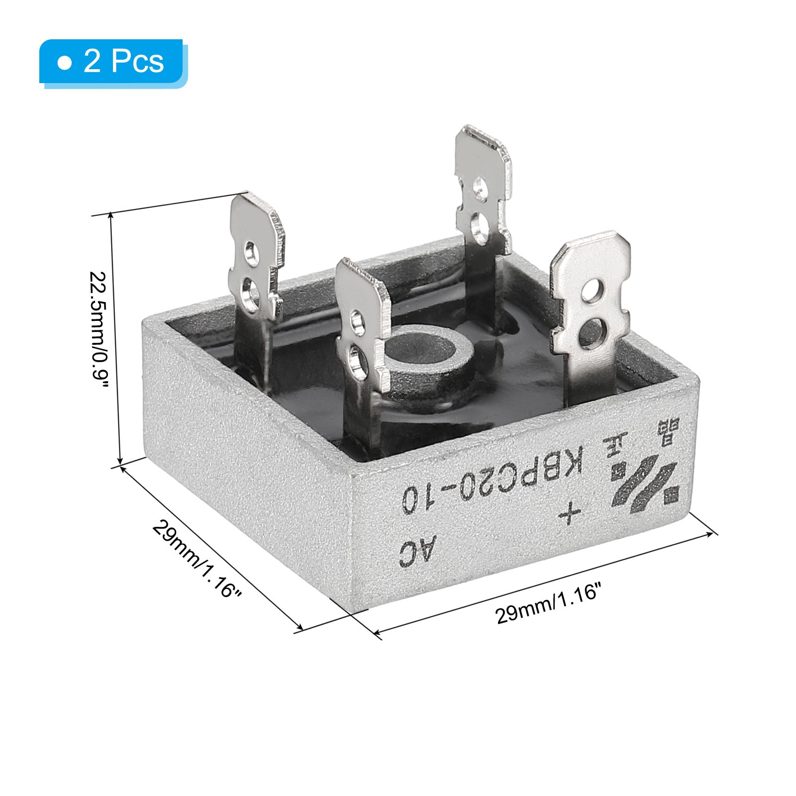 KBPC20-10 Rectifier Diode, 2 Pcs Bridge Rectifier 20A 1000V Diodes, White
