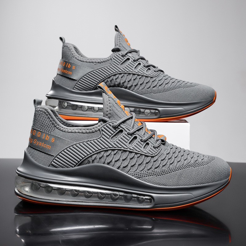 Fashion Men's Breathable Running Casual Sports Shoes Light Sneakers Gray Orange
