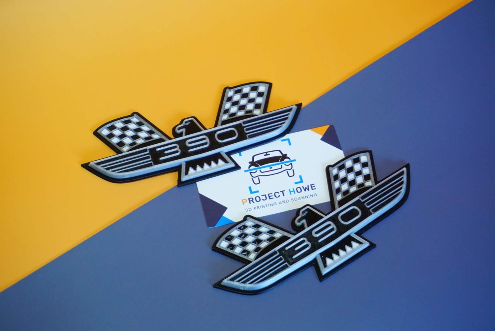 Ford Thunderbird 390 Emblem PAIR - BLACK SILVER WHITE - Project Howe