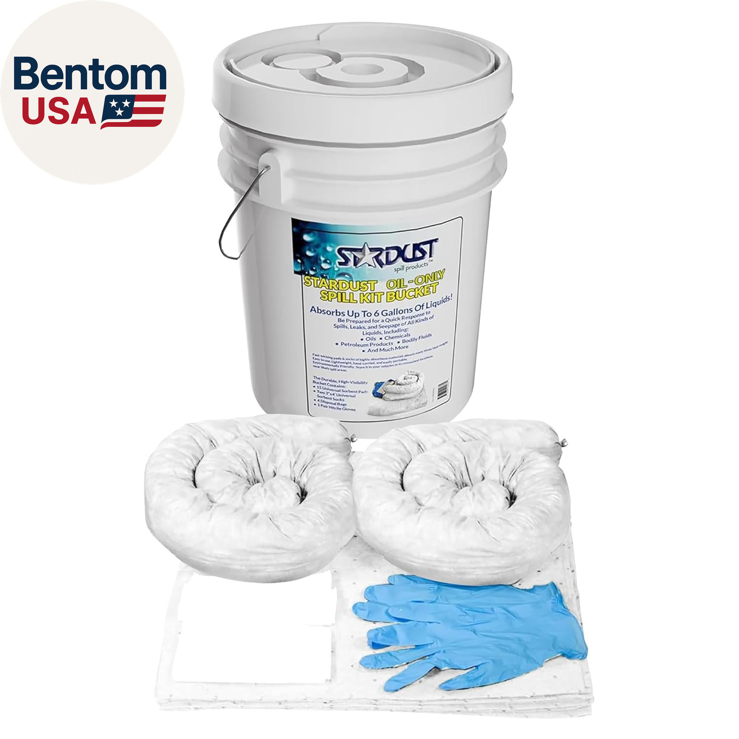 D905P Oil Spill Kit OSHA Approved with Portable Bucket, (15) Oil Absorbent Pads,