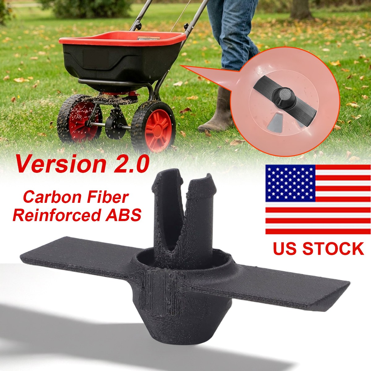 Version2.0 Carbon Fiber ABS Upgraded Agitator For Echo RB-60 Broadcast Spreader