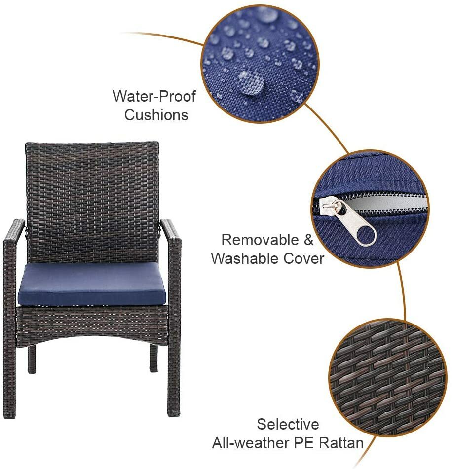 Set of 2 Patio Wicker Chair Rattan Chairs Outdoor Furniture with Cushions