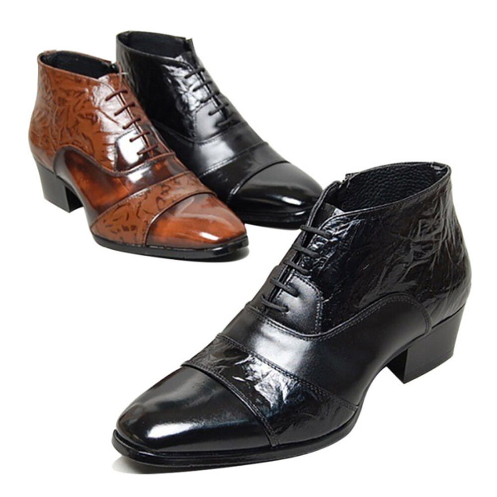 epdavin Men's Genuine Leather Two Tone Lace Up Ankle Boots Shoes