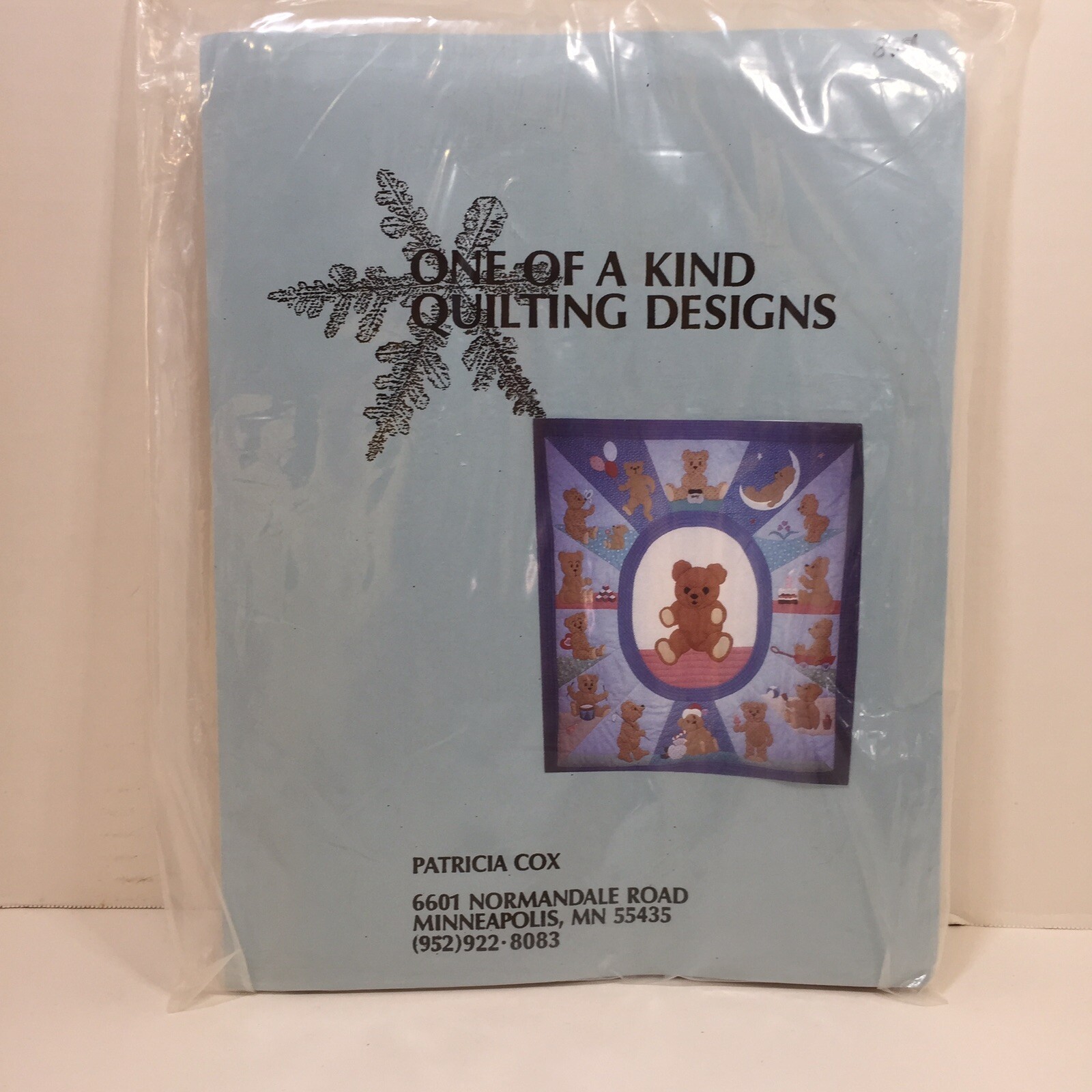 Teddy Bear's World Quilt Pattern 45" x 50" Patricia Cox Applique