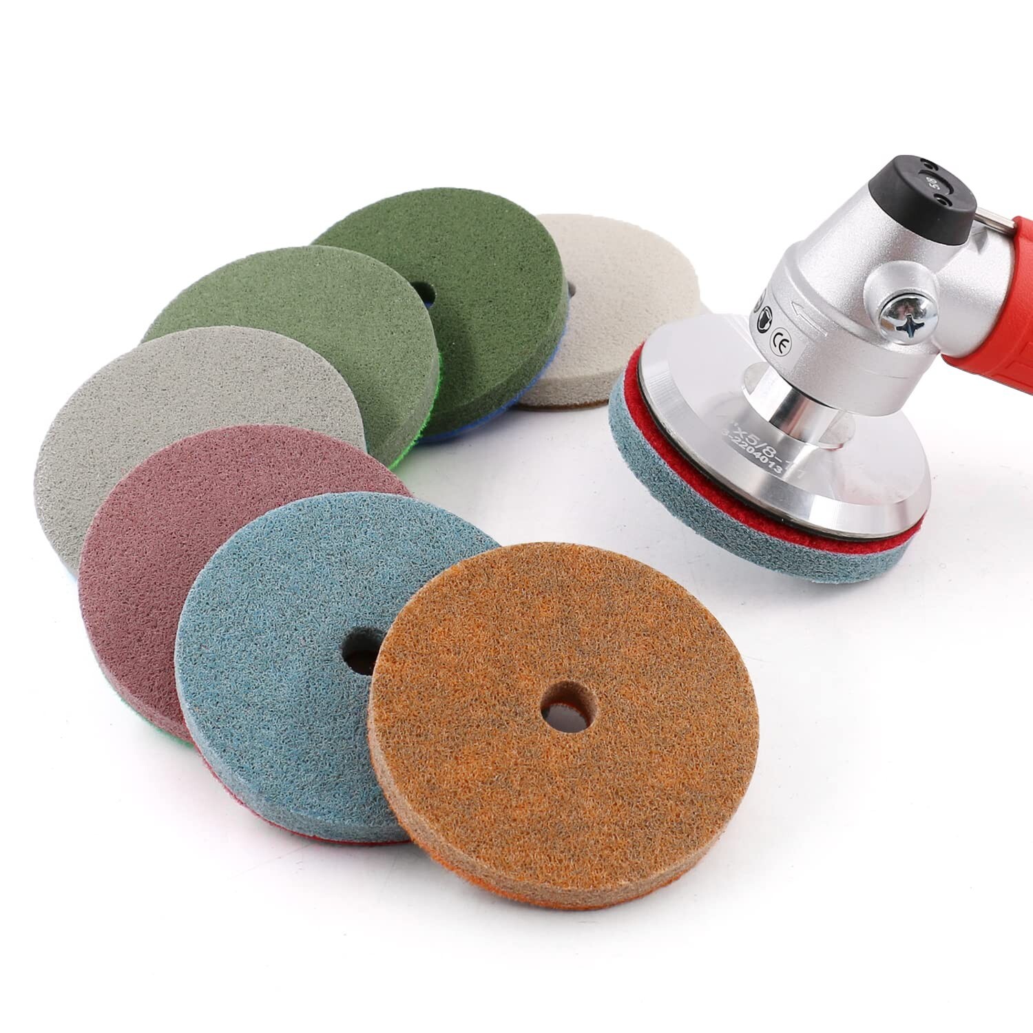 6" wet polisher Granite Marble Diamond Polishing 7 Sponge Fiber Pad+ alu Backer