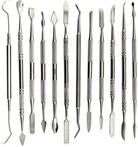 Premium Quality Stainless Steel Wax Carviers Tools Double Ended (Set of 12 Pcs)