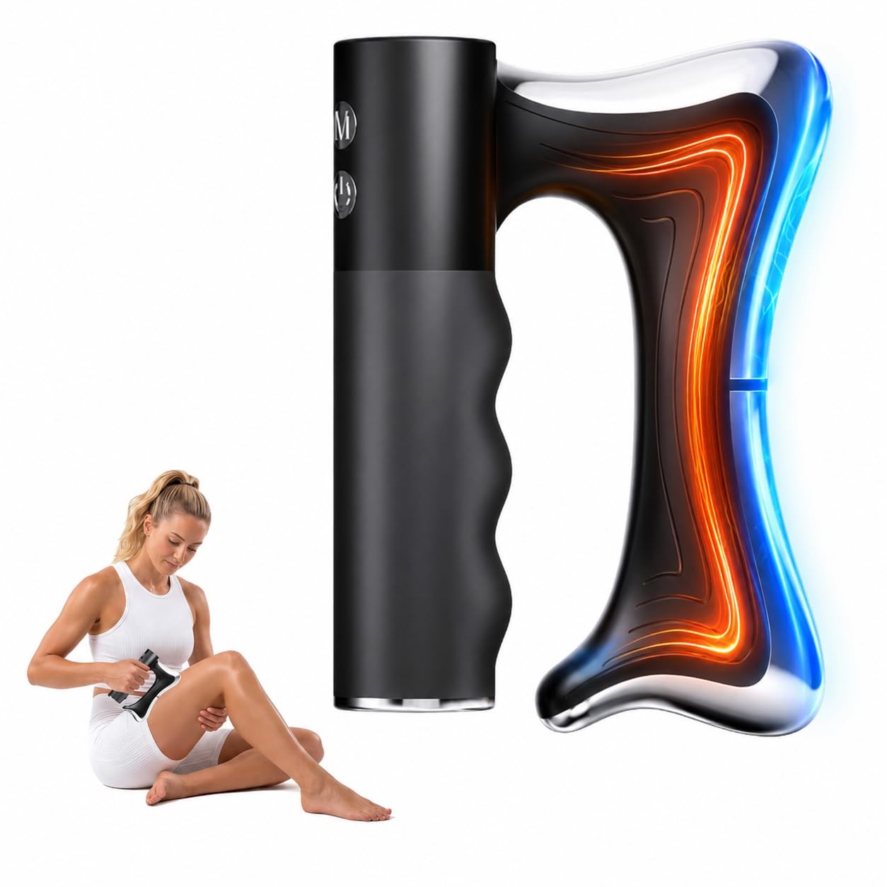 Heated Muscle Scraper Tool, Electric Fascia Knife Massager with Vibration & EMS