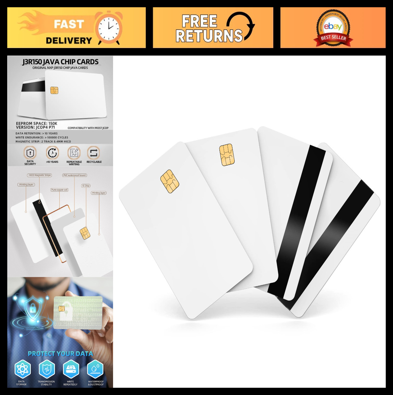 Java JCOP Card T=1 Dual Interface, 150K EEPROM, EMV Function, Unfused, 1 Pack