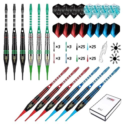 Darts Plastic Tip - Soft Tip Darts Set - 12 Pcs 18 Gram with 4 Colors Premium