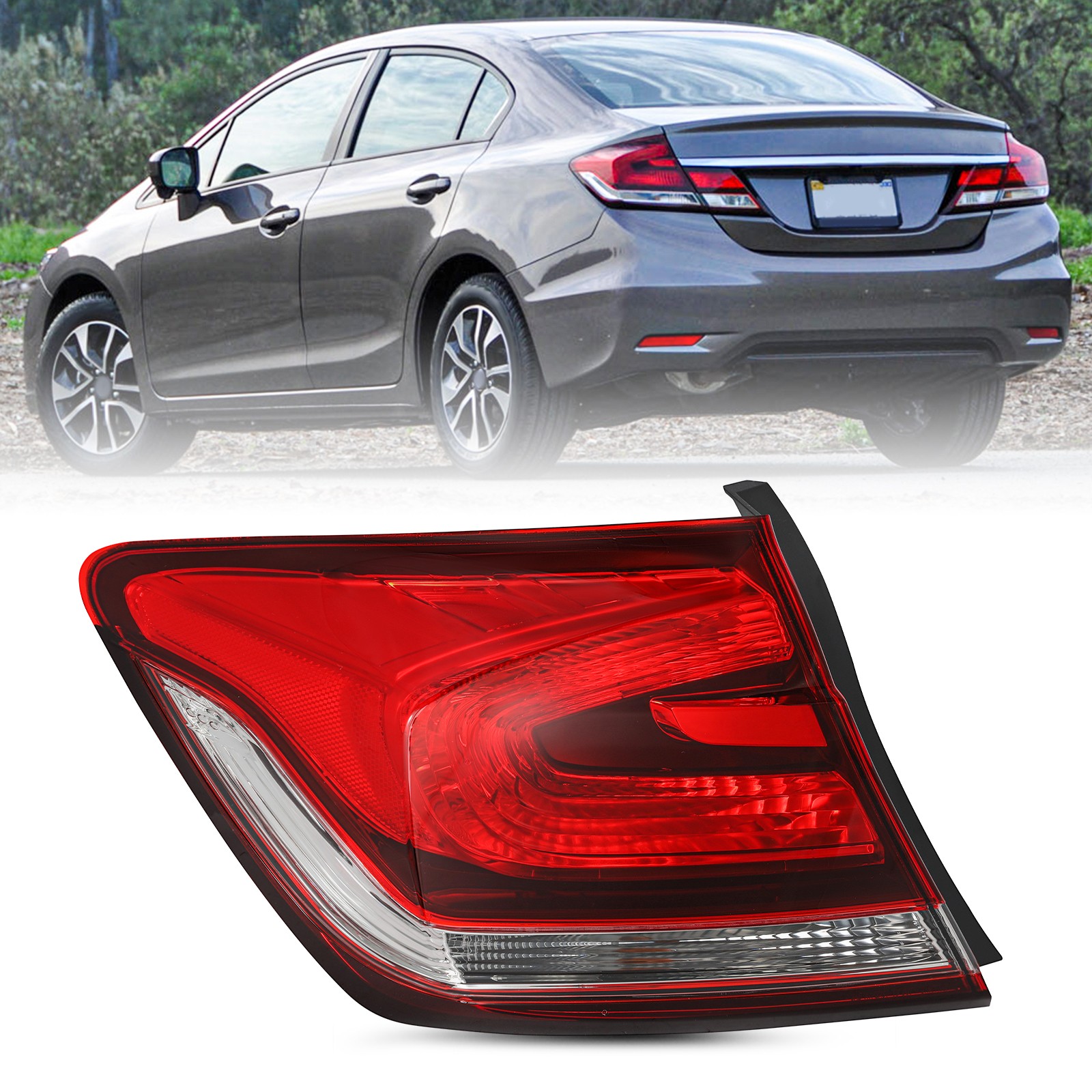 For 2013-2015 Honda Civic Sedan Outer Tail Light Left Driver Rear Brake Lamp LH