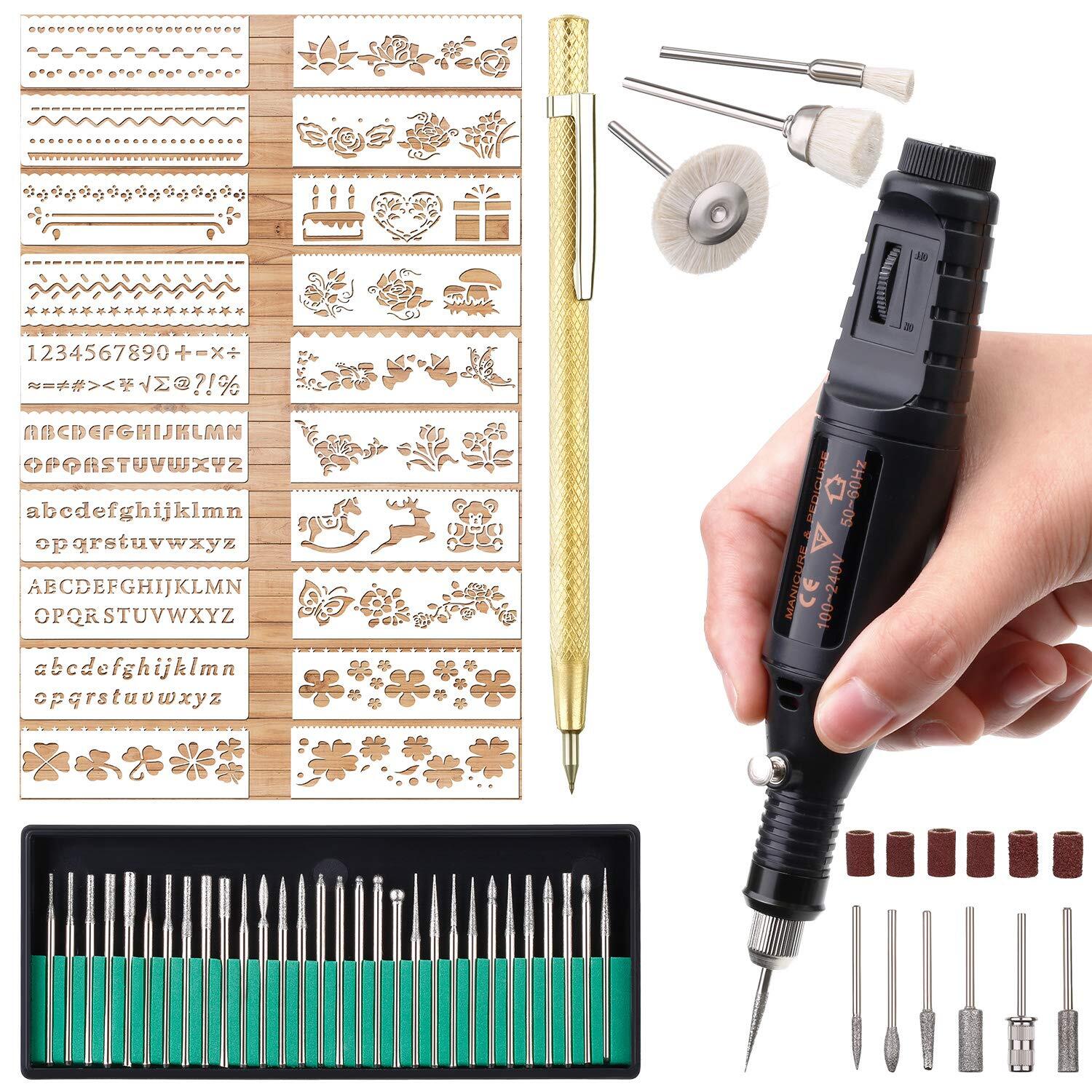 Mini Electric Engraving Pen w/ Bits Cordless Rotary Tools for Glass Stone Metal
