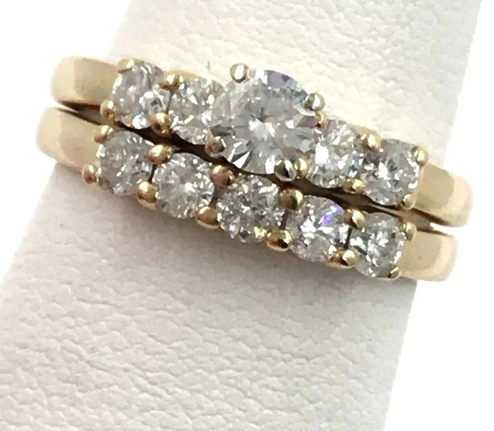 2CT Round Cut Lab Created Diamond Wedding 14K Yellow Gold Plated Ring Bridal Set