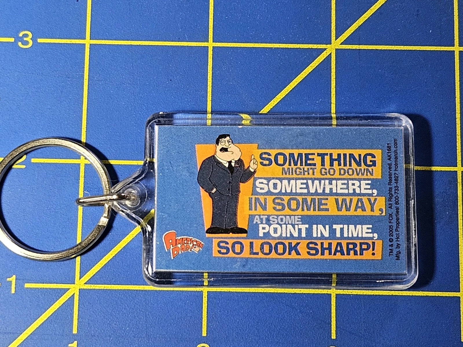 2005 RARE American Dad! Stan Animated Fox TV Show Promo Acrylic Keychain