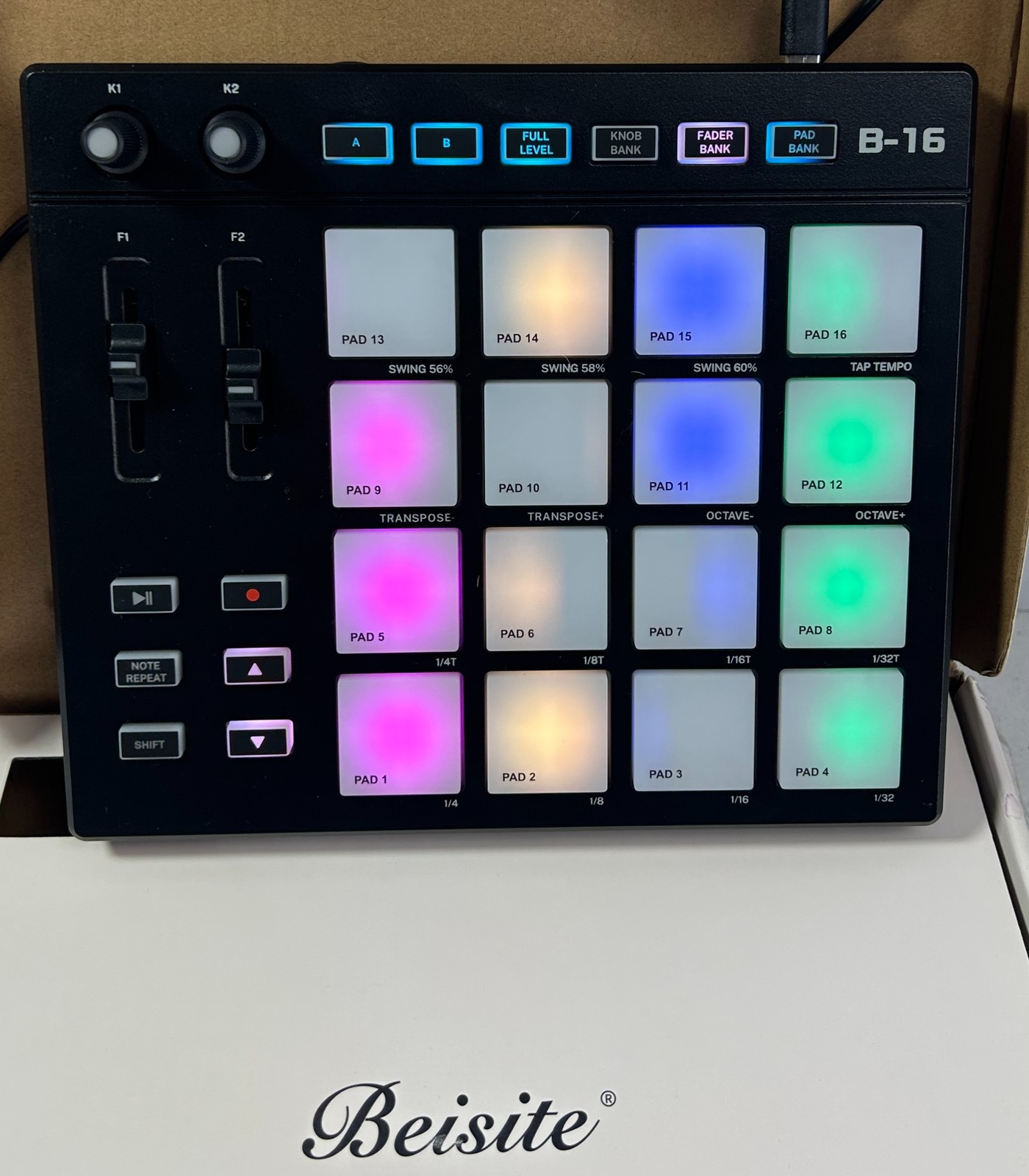 Beisite B-16 MIDI Pad Controller USB Drum Machine Beat Maker 16 Backlit Pads