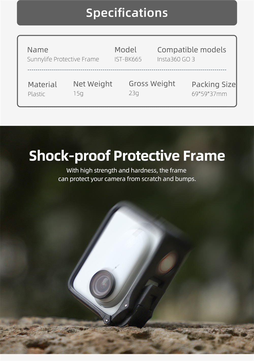 For Insta360 GO 3 Protective Frame Shock-proof Plastic Case Cover Accessoris