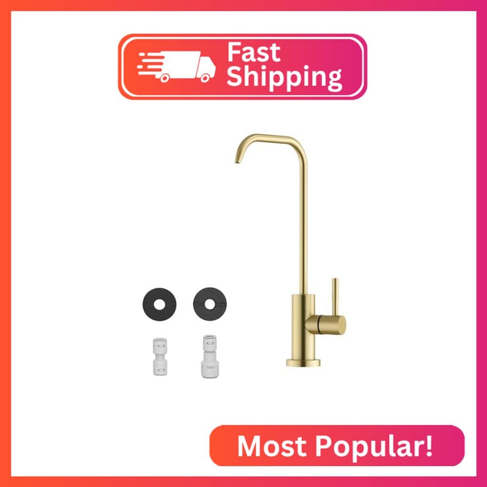 WEWE Water Filter Faucet for RO System, 7-Shape, Non-Air Gap, Gold