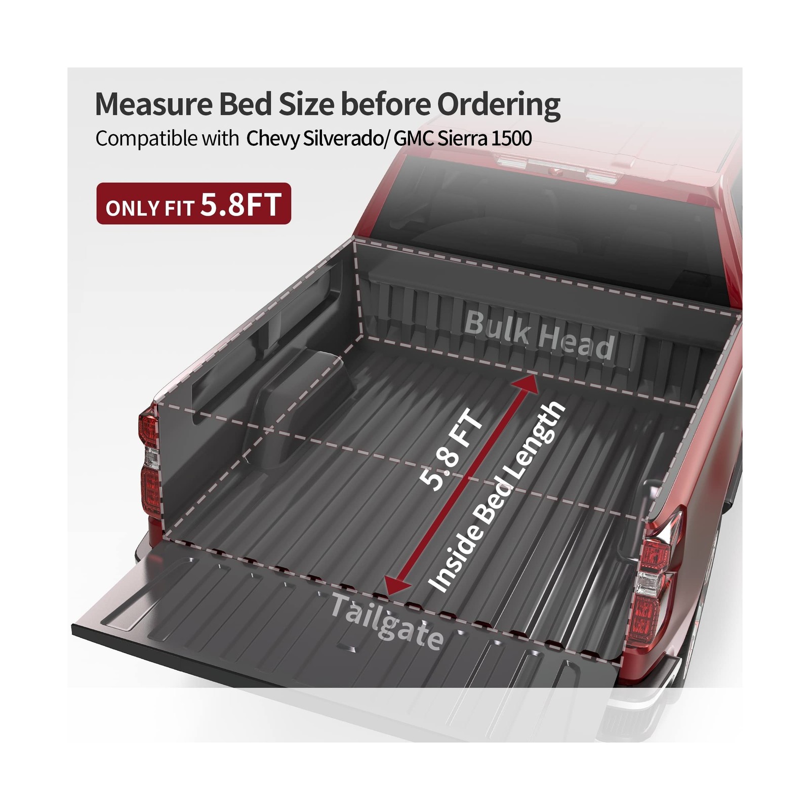 oEdRo Upgraded Tri-Fold Truck Bed Tonneau Cover Compatible with 2014-2018 Che...