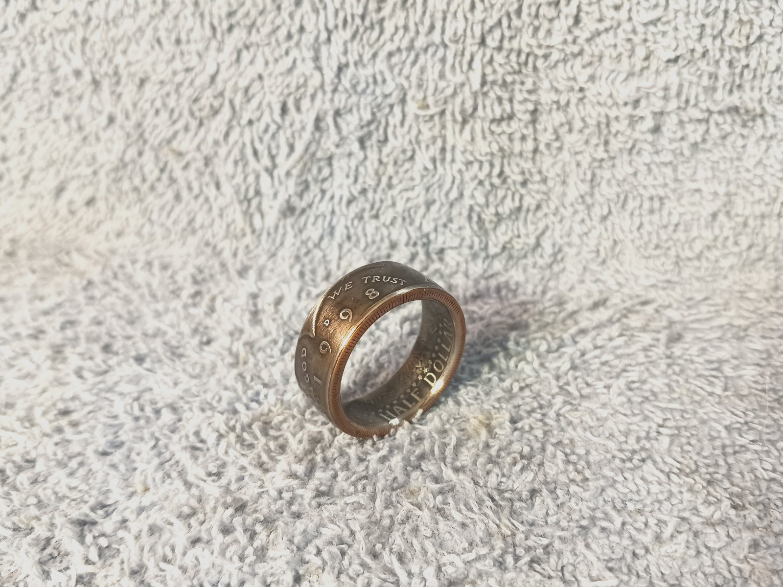1998 Kennedy Half Dollars  size 10- 1/2  coin ring  handmade mixed metals (B)