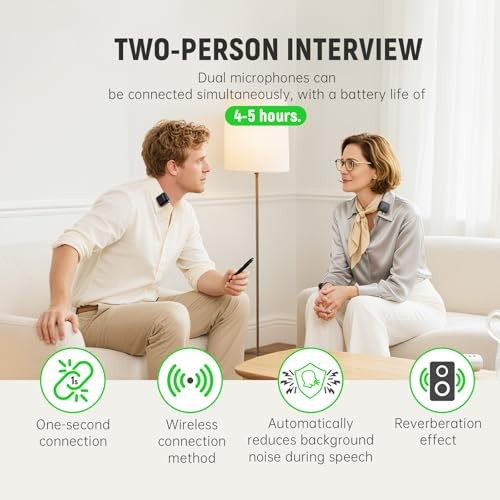 Wireless Lavalier Microphone T40 for iPhone/Android with Intelligent black