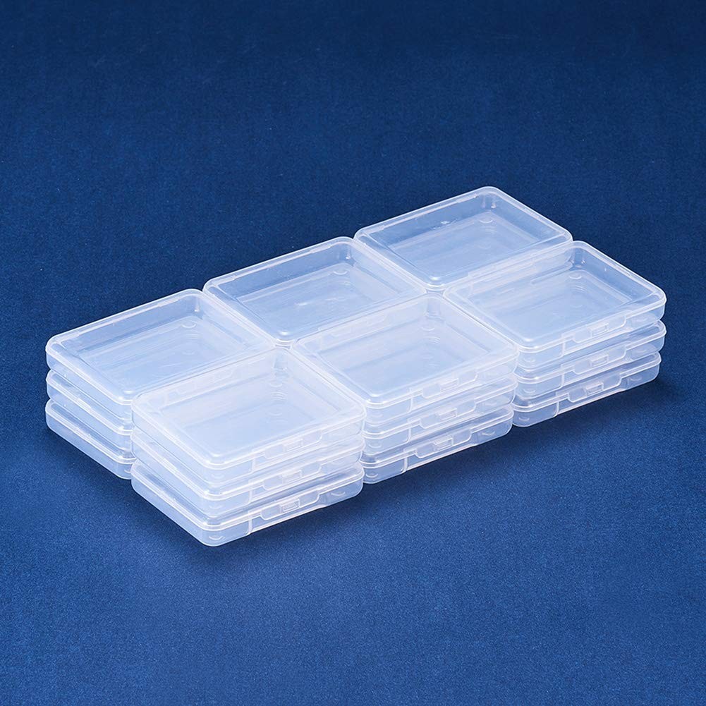 18 Pack 2.63x2x0.47 Inches Rectangle Clear Plastic Bead Storage Containers Bo...
