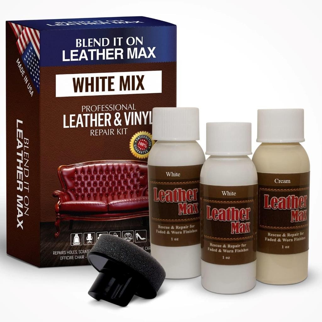Leather Max White Mix Vinyl and Leather Repair Kit -  Furniture Clothes cases