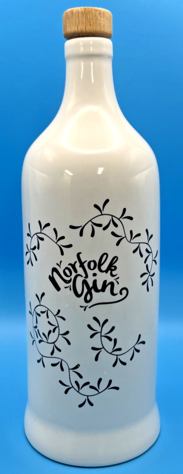 Decanter Wade Norfolk Gin Bottle Shaped White 9.75"  Gift Collectable Empty