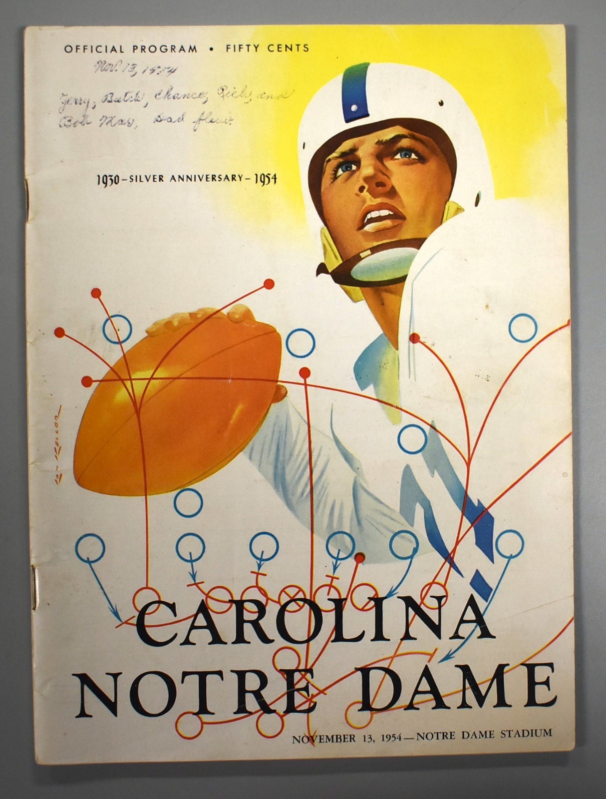 University Of North Carolina vs Notre Dame Nov 13th 1954 Official Game Program