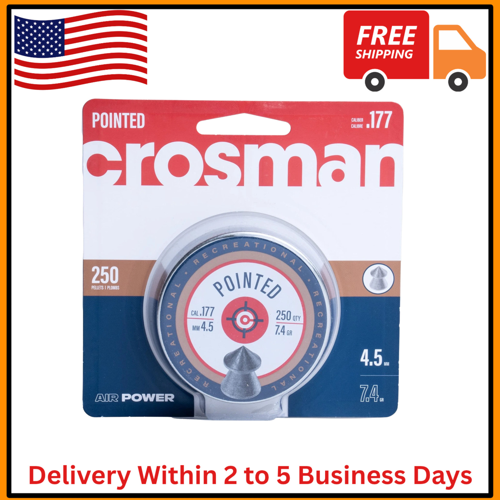 Crosman P177 .177-Caliber Pointed Pellets 4.5mm Black250-Count