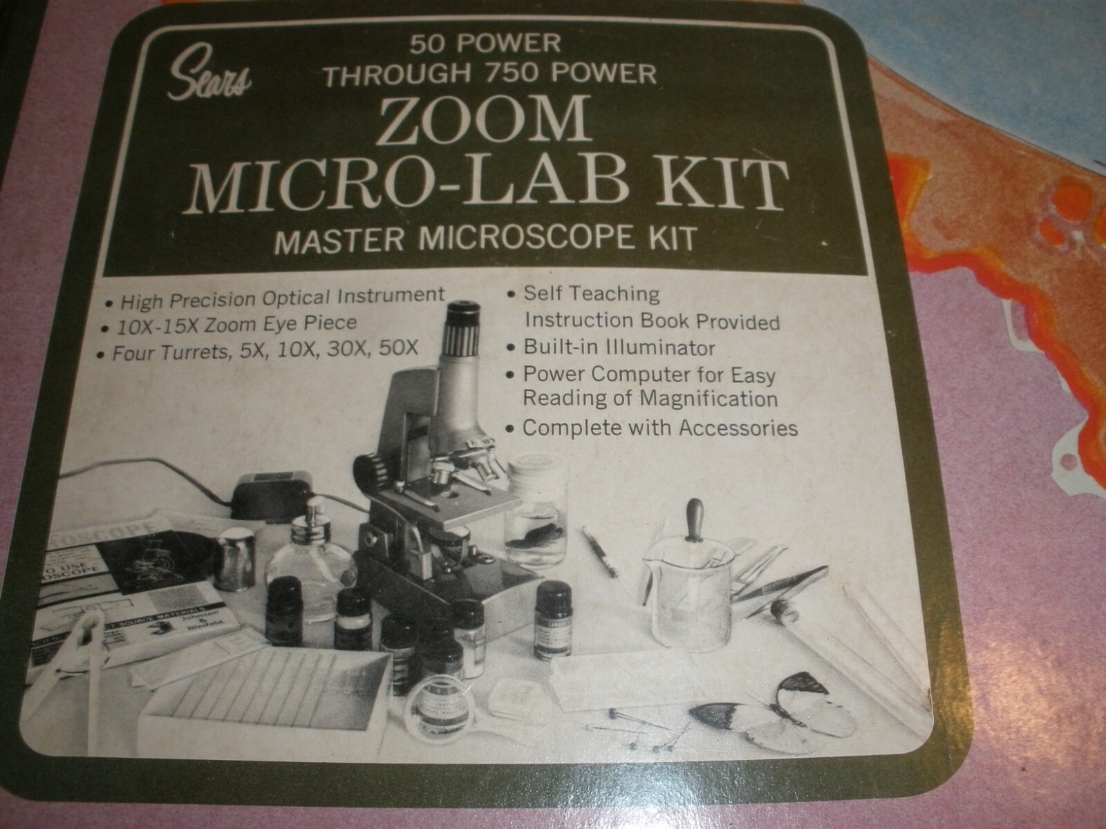 Vintage Sears Zoom Micro-Lab Kit Master Microscope Kit 6378-A
