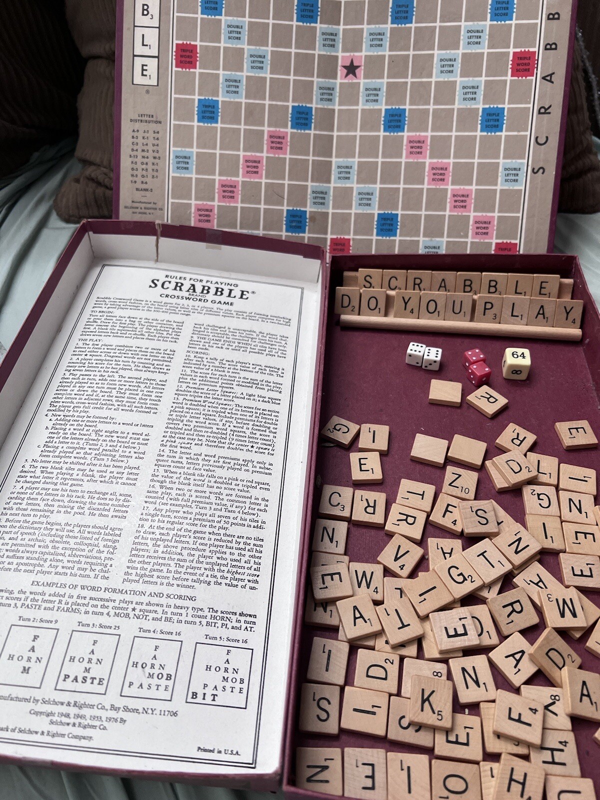Scrabble Board Game By Selcher&Righter 1948-1976 Good Condition