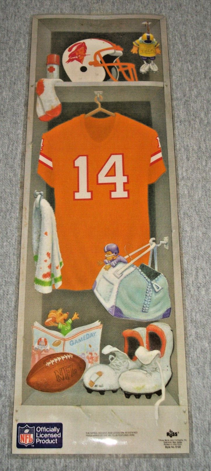 Vintage 1980's RUSS Laminated NFL Locker Poster ~ 18.5"x6.25" ~ T.B. Buccaneers