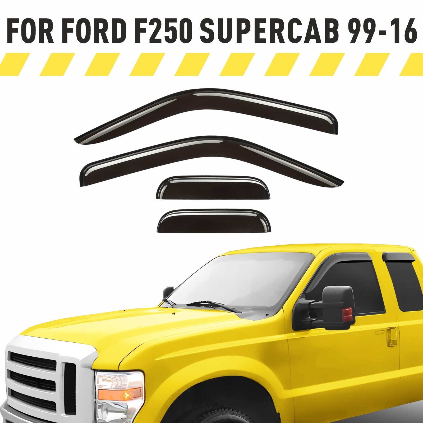 Rain Guards Vent Visors Shade for 1999-2016 Ford F-250 Super Duty SuperCab