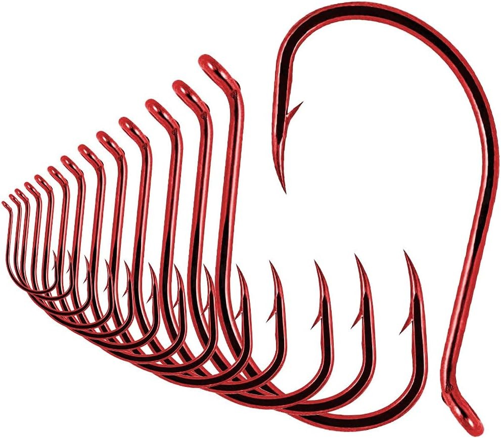 100 Pack Octopus Hook Fishing Beak Circle Hooks Freshwater Red Black