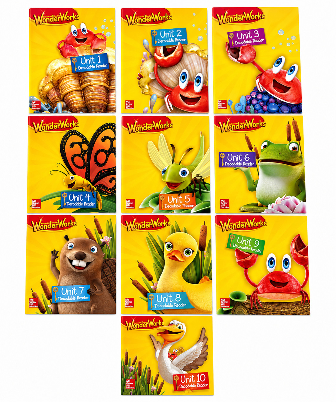 WonderWorks Kindergarten Decodable Readers By McGraw Hill 1-10 Complete Set