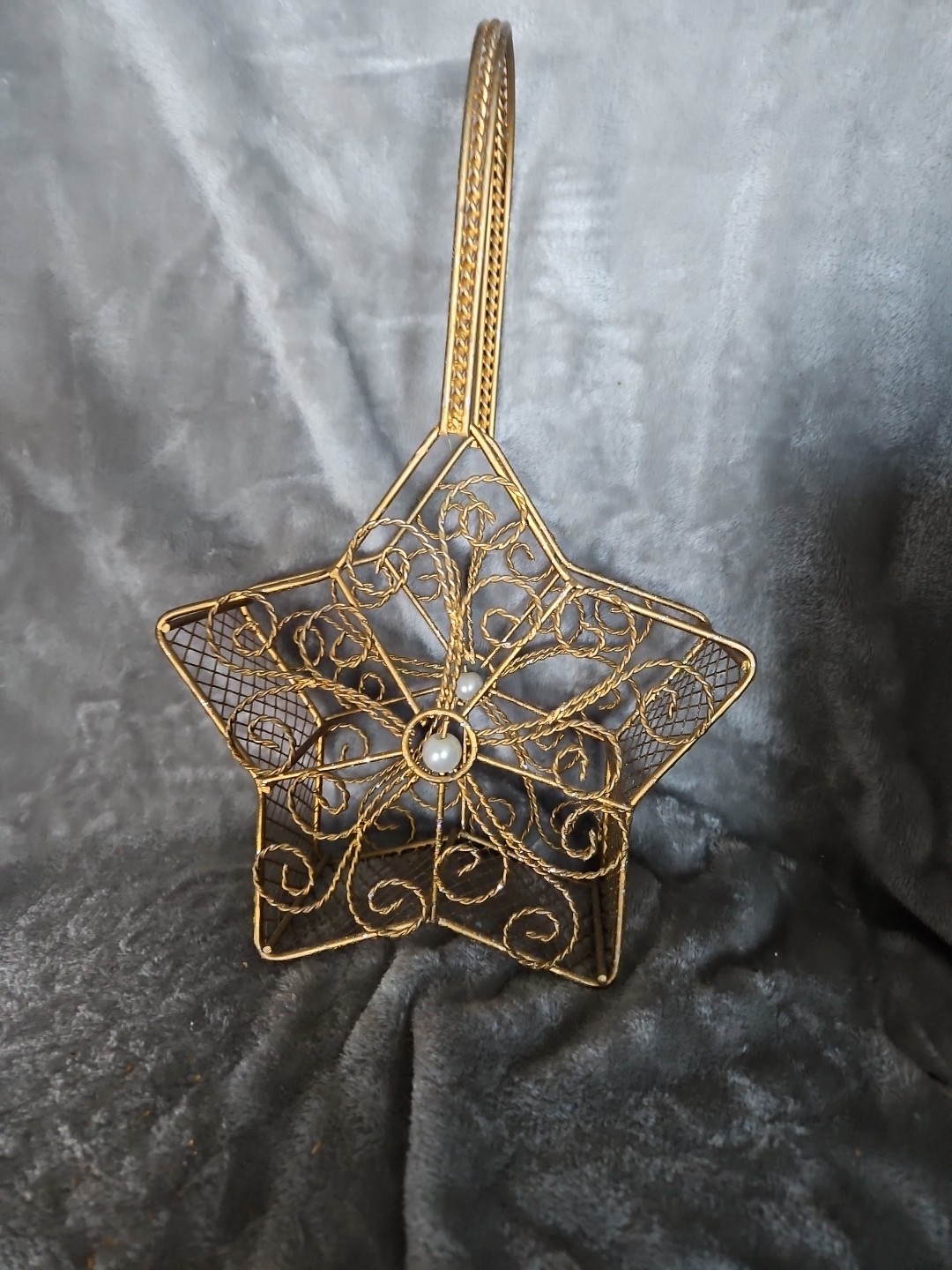 Basket Star Gold Tone Wire Star Metal Holiday Christmas Easter Weddings 11" Tall