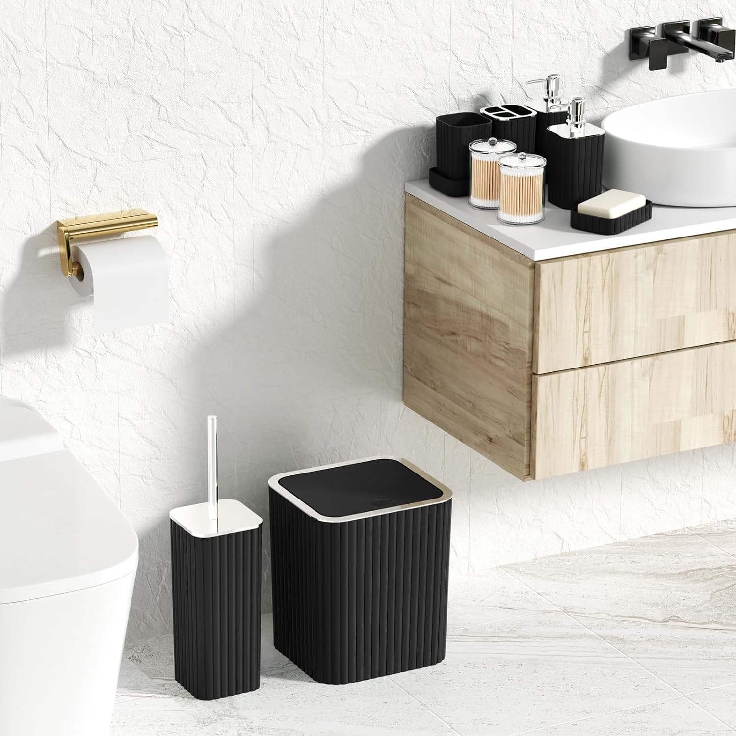 Bathroom Accessories Set - Gorgeous Bathroom Set, 10PC Black Bathroom Accessory