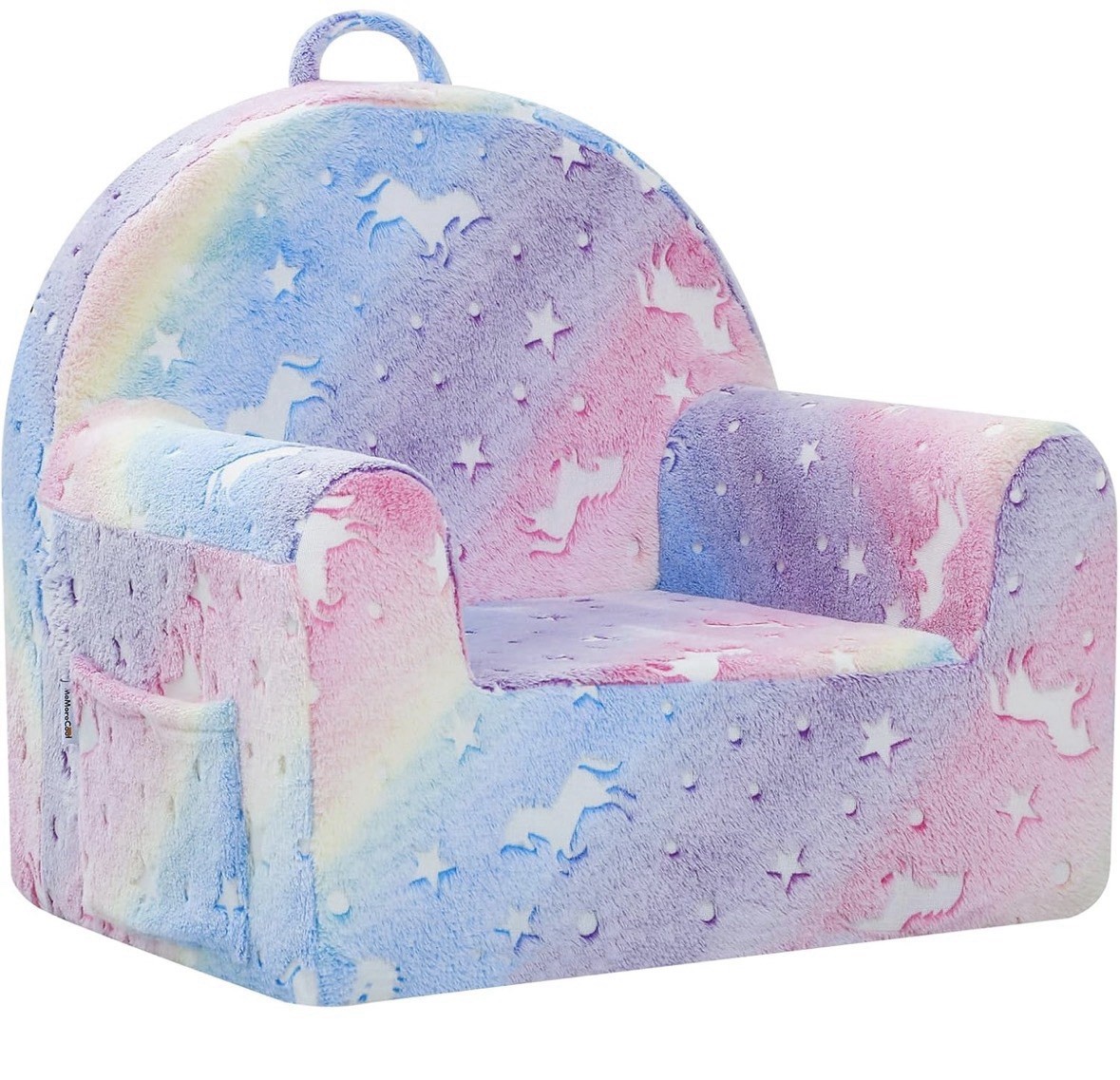 New Glow in Dark Girl Plush Rainbow Unicorn Chair Furniture Play Kid Toddler