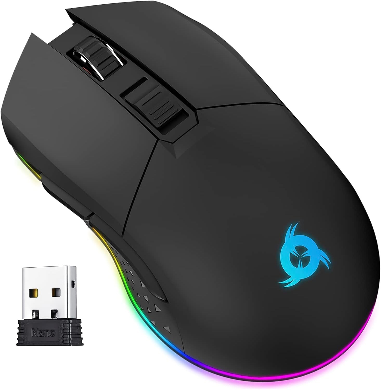 KLIM Blaze Rechargeable Wireless Gaming Mouse RGB Precision Sensor and Black