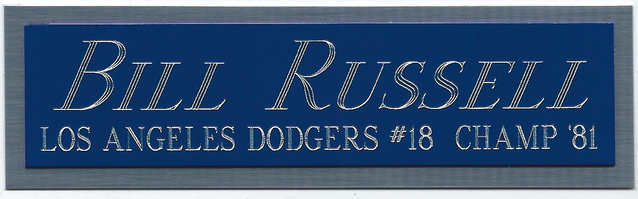 BILL RUSSELL DODGERS NAMEPLATE FOR AUTOGRAPHED Signed BASEBALL-JERSEY-BAT-PHOTO