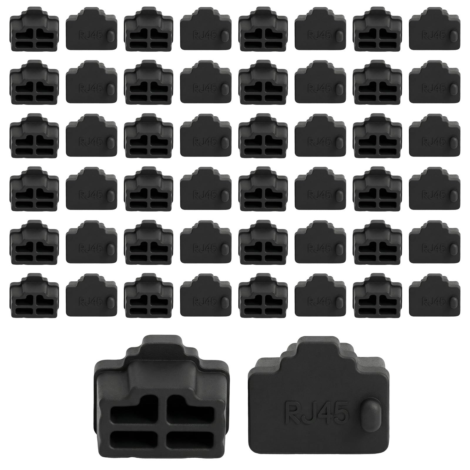 RJ45 Dust Cover Caps 50 Pack Silicone Ethernet Port Protector Black Set