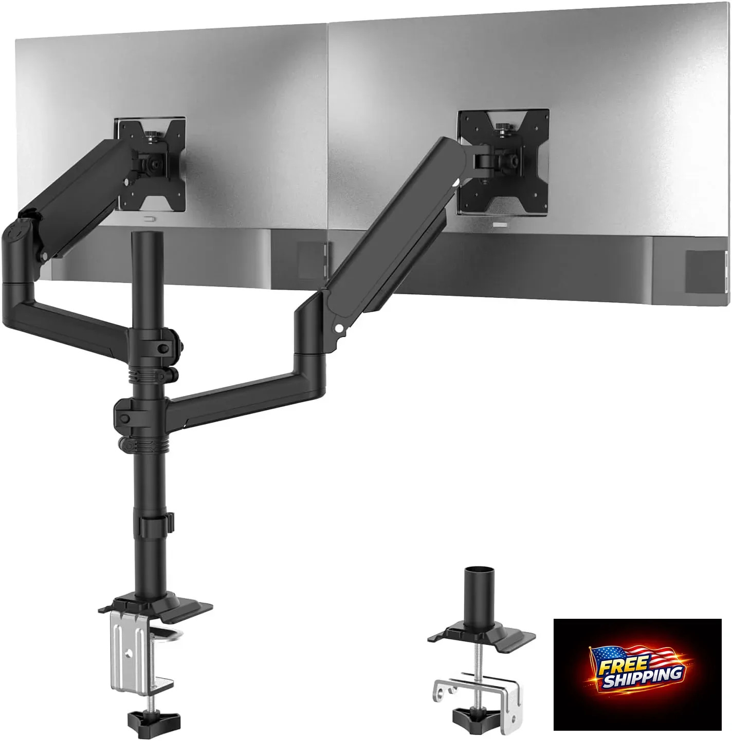 WALI Dual Monitor Mount, 13-32 Inch Adjustable Dual Monitor Arm for Desk Holds M