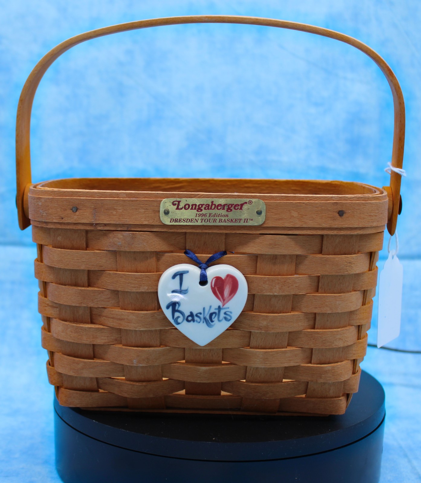 Longaberger Dresden Tour Basket II – 1996 Edition Plaque + “I heart Baskets”
